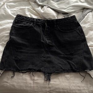 Free People Black Distressed Mini Skirt
